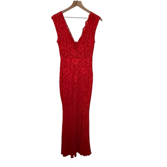 Red Lace Sleeveless V Neck Maxi Dress Women's One Size - Picture 1 of 8
